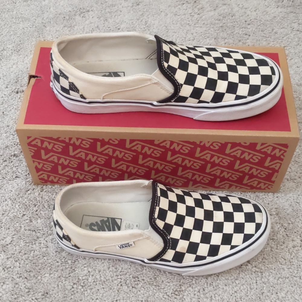 Checkered Vans Slip on Shoes